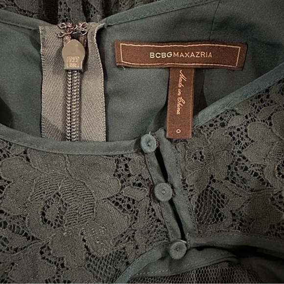 BCBGMaxAzria Julya Cocktail Lace Dress Cutout Teal Green Sz 0 - Picture 5 of 11